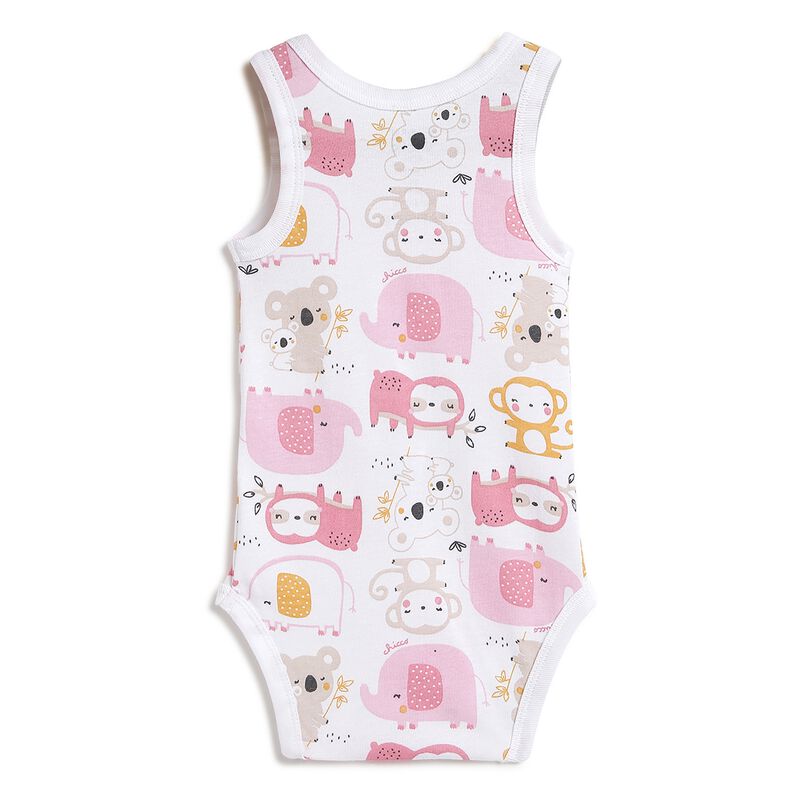 Infants White & Pink Sleeveless Bodysuit (Pack of 4) image number 8